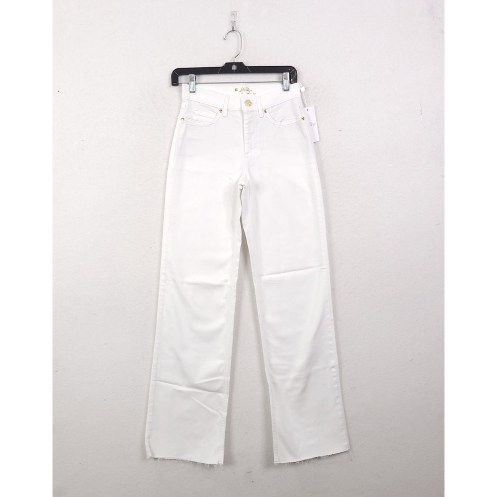 Lilly Pulitzer Aniston High Rise Straight jeans Resort White Size 0 Luxury NWT